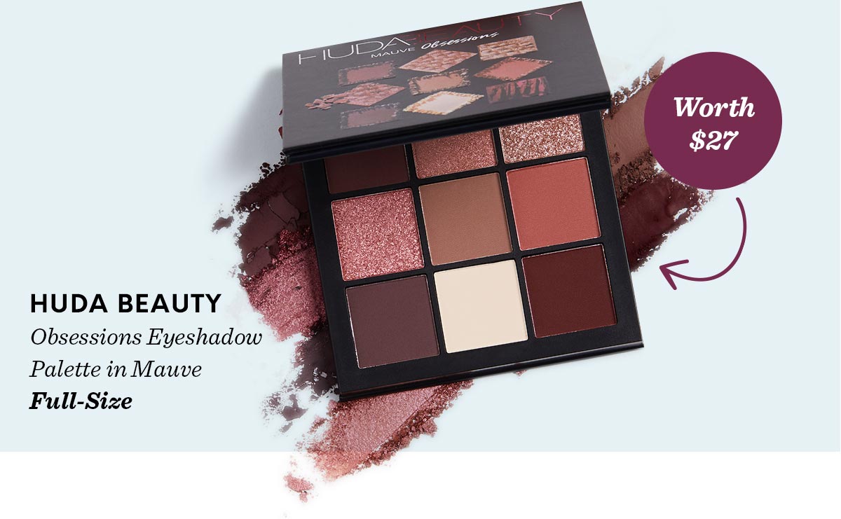 Worth $27 - HUDA BEAUTY Obsessions Eyeshadow Palette in Mauve - Full-Size